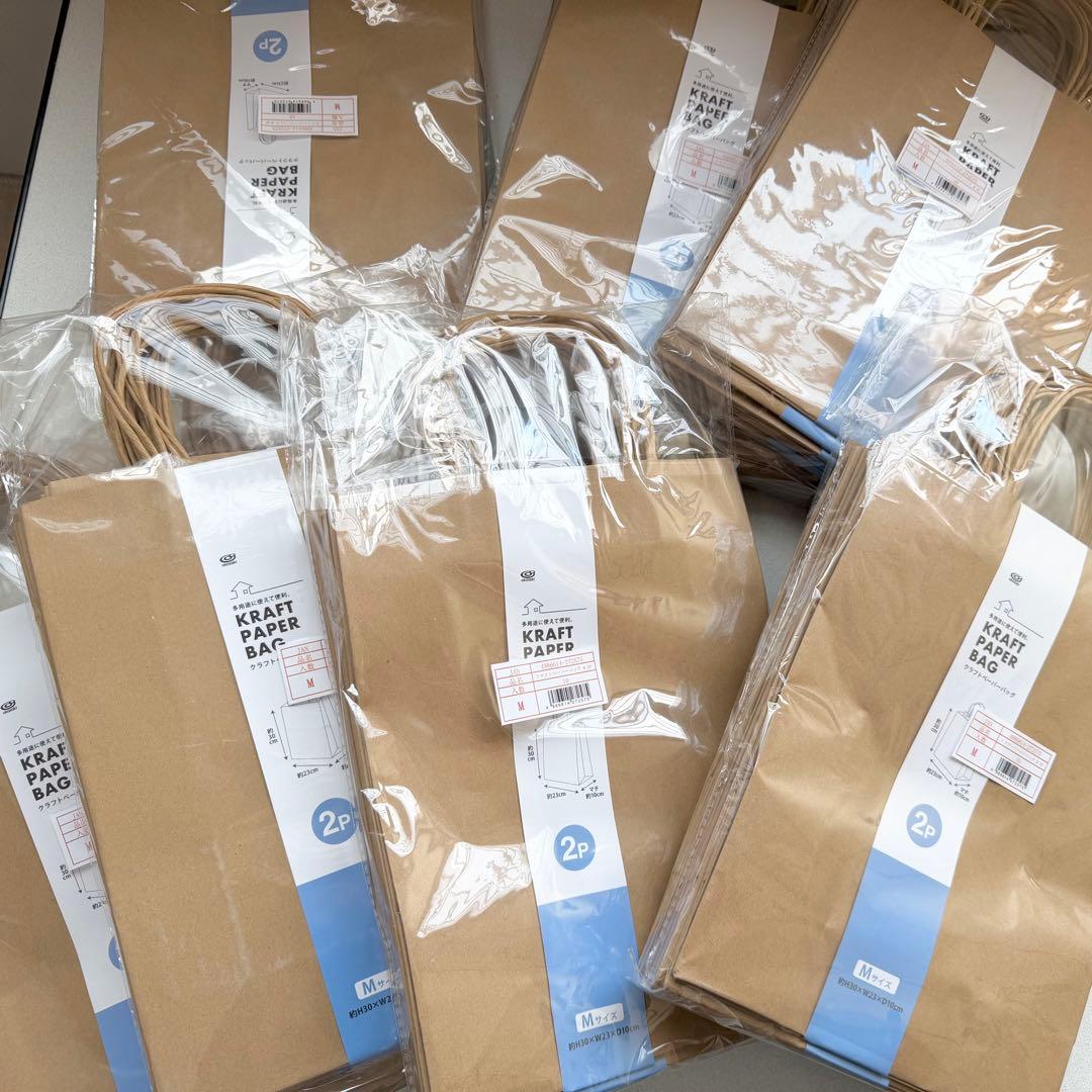 新品 クラフトペーパーバッグ M 紙袋 ギフトバッグ ラッピング袋 ショッパー