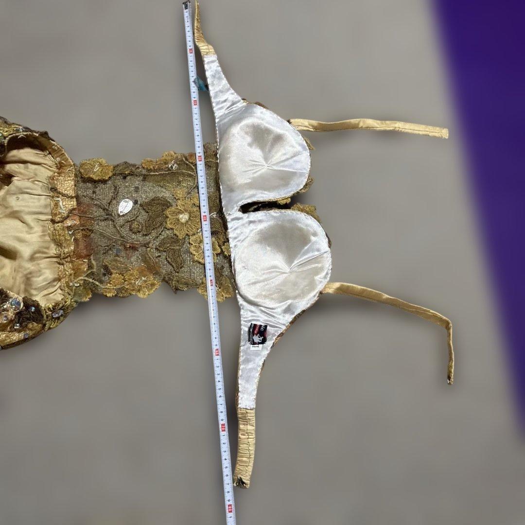 ベリーダンス セットアップ ゴールド 花柄刺繍