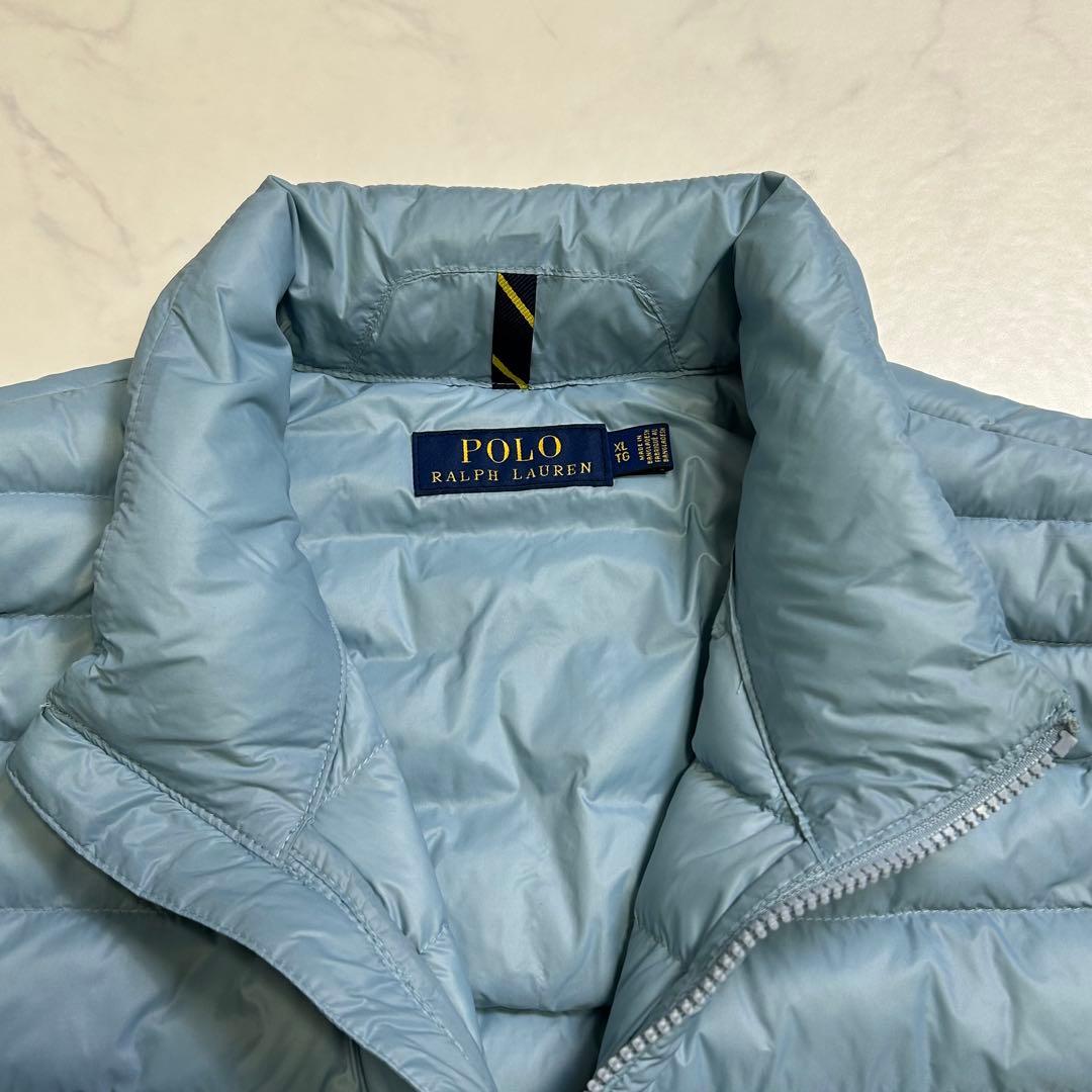 【美品】ポロラルフローレン 中綿ジャケット ブルー系 XL 刺繍ロゴ