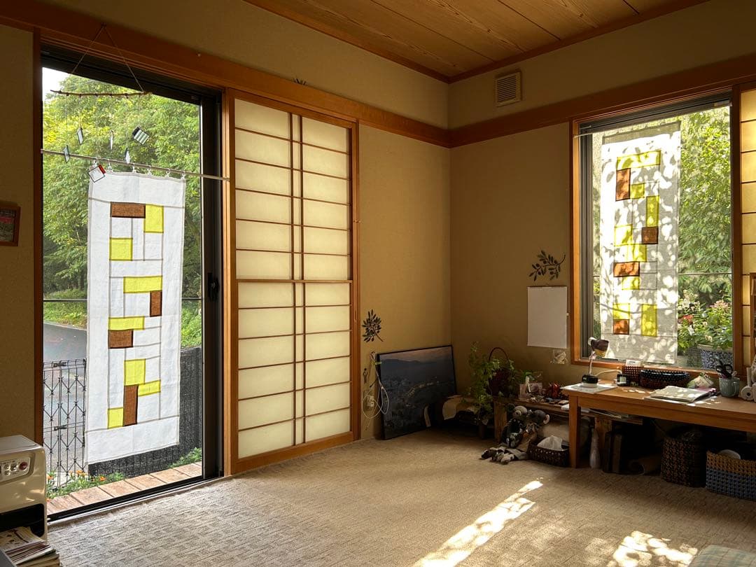 「れもん色とカーキモカ色」麻ポジャギ　　2枚組