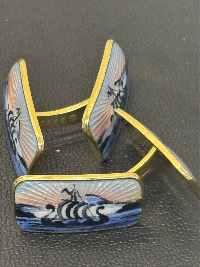 ヴィンテージJ. Angell Jacobsen 船のブローチカフリンクスセット