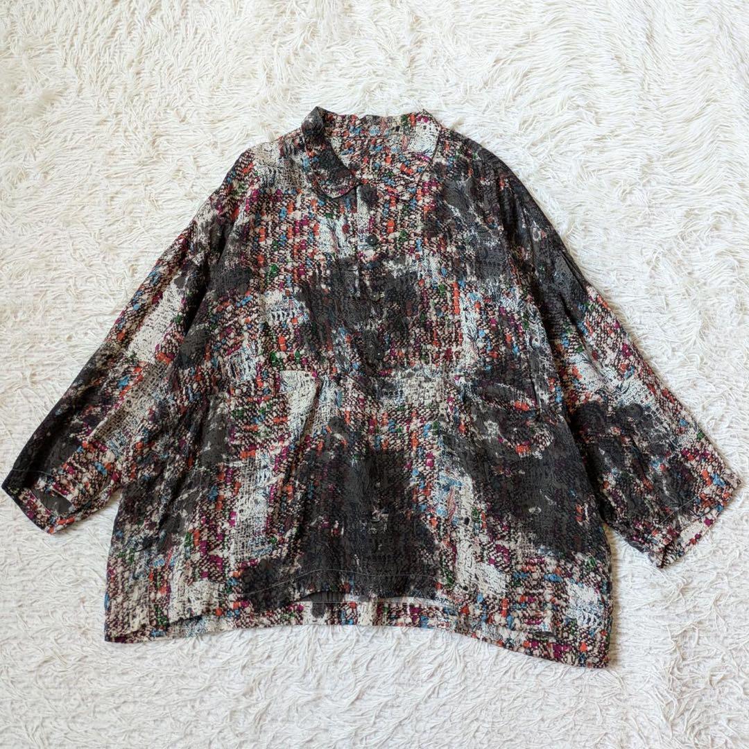 宝島染工　SIWA プルオーバーシャツ　Blink 草木　墨　斑染　Free