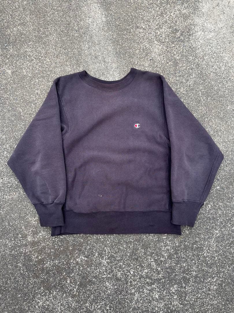 80s Champion リバースウィーブ ナス紺 フェードブラック アメリカ製