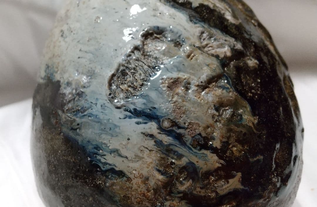 中川自然坊 朝鮮唐津 鶴首花入 未使用品 共布 共箱