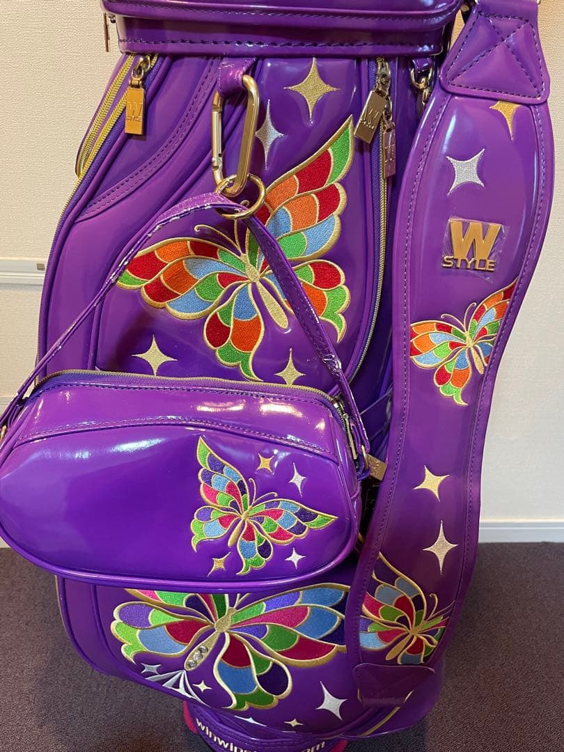 WinWinSTYLE 蝶模様 ゴルフバッグ 紫