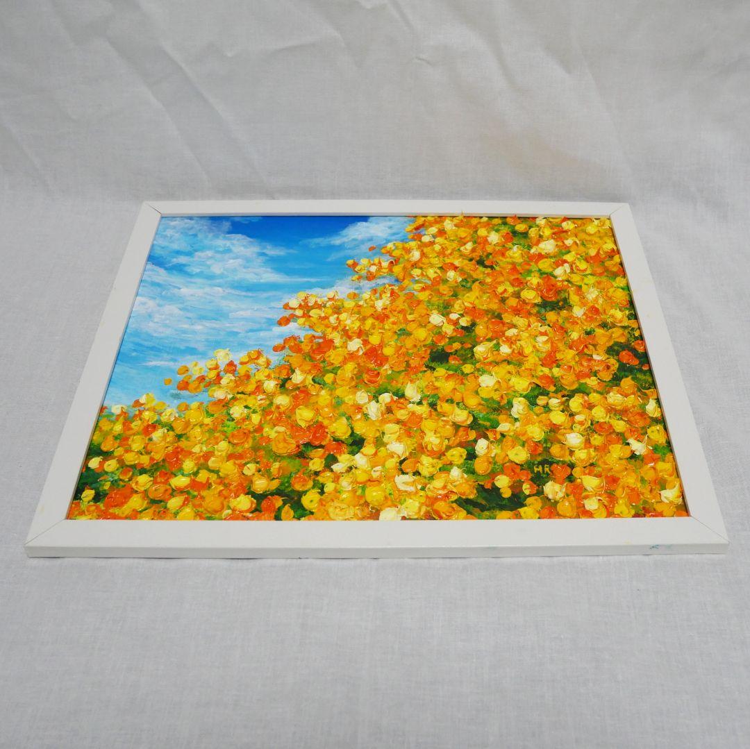 油絵 油彩 油彩画 絵 絵画　【ミモザ青空】