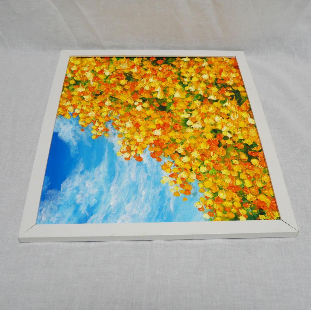 油絵 油彩 油彩画 絵 絵画　【ミモザ青空】