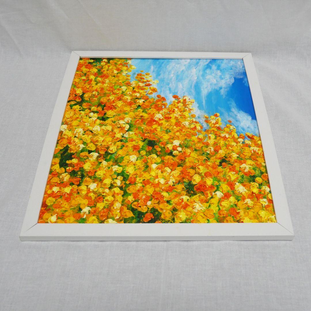 油絵 油彩 油彩画 絵 絵画　【ミモザ青空】