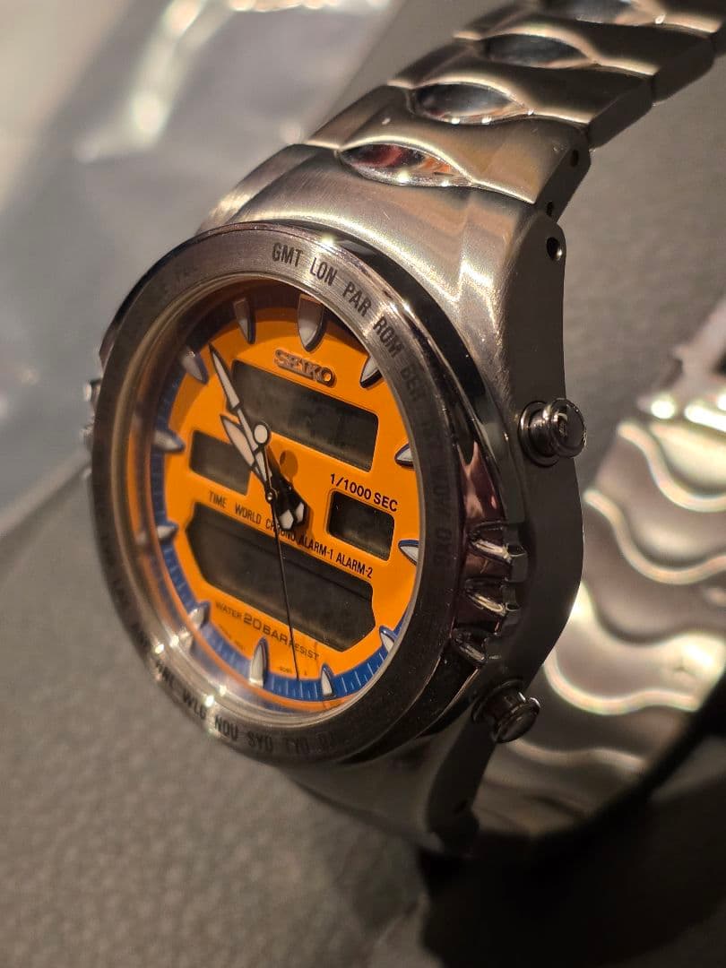 セイコー ジウジアーロ マッキナ・スポルティバ オレンジ アナデジ クロノ