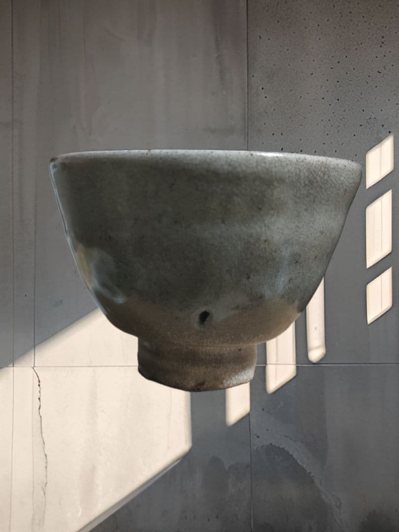 李朝白磁茶碗　堅手茶碗　茶道具　時代物