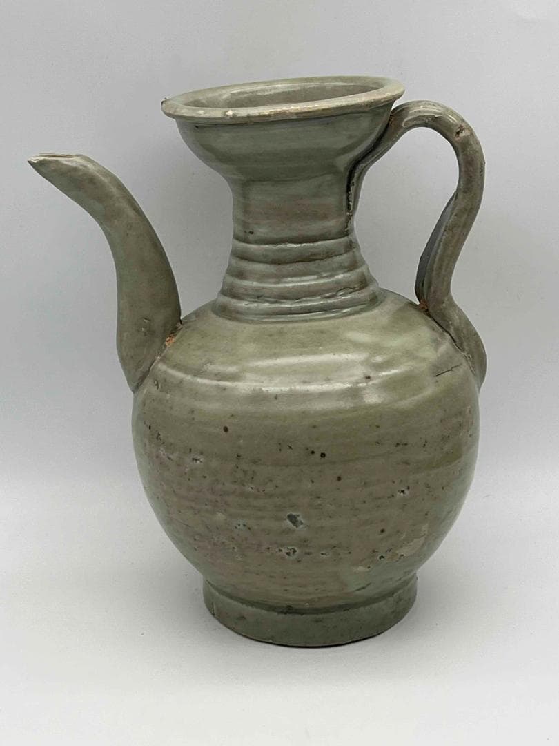 北宋時代　青磁弦紋水注　越州窯　水滴　水指　水差し　茶道具(C-68)