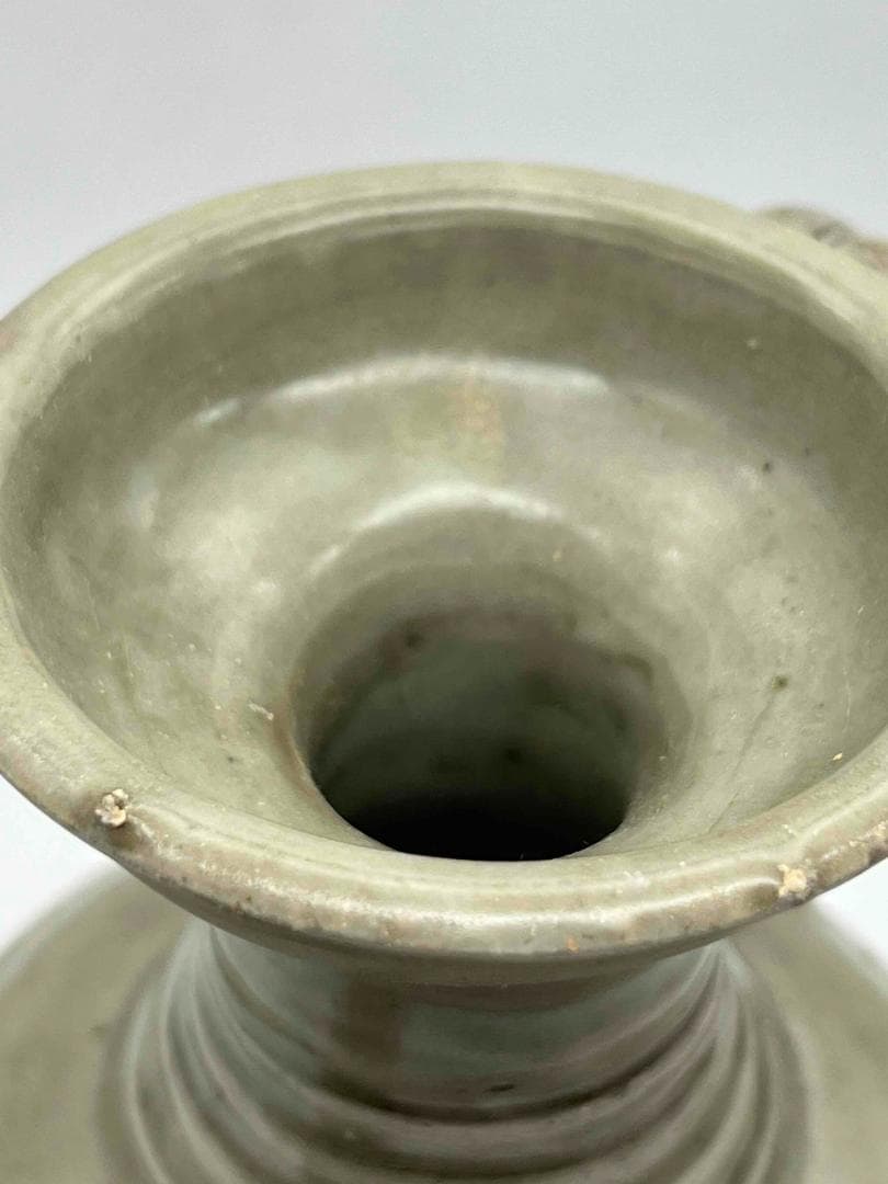 北宋時代　青磁弦紋水注　越州窯　水滴　水指　水差し　茶道具(C-68)