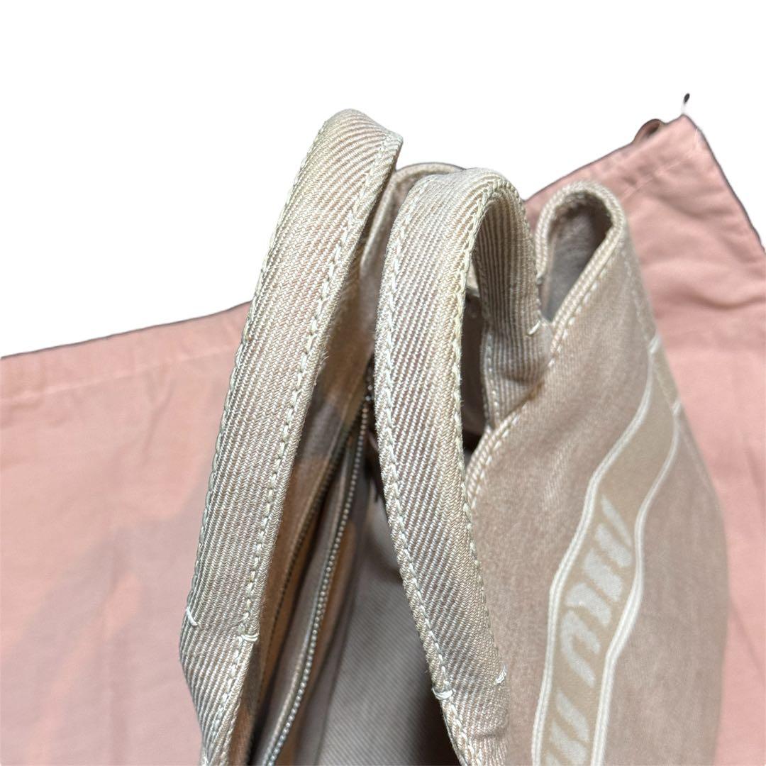 ミュウミュウ miumiu キャンバス トート ハンドバッグ ベージュ バッグ