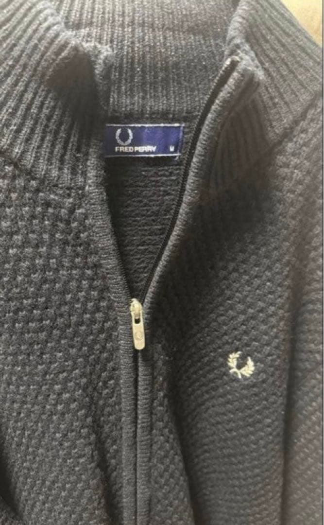 keita様　フレッドペリー　ドライバーズニット　ブラック　Mサイズ　フルジップ