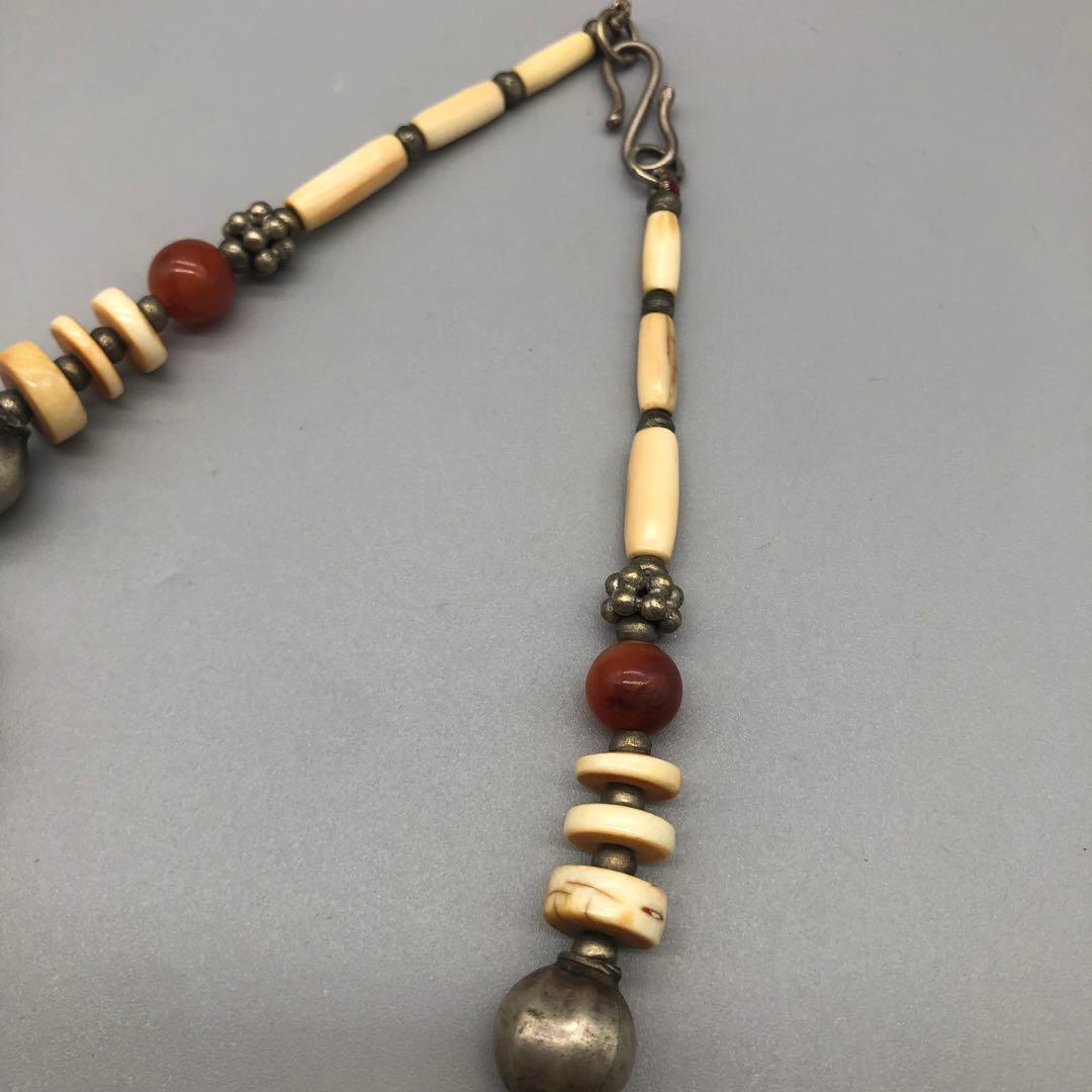 ボーン金属天然石ビーズビンテージボヘミアンエスニックネックレス伝統工芸男女兼用