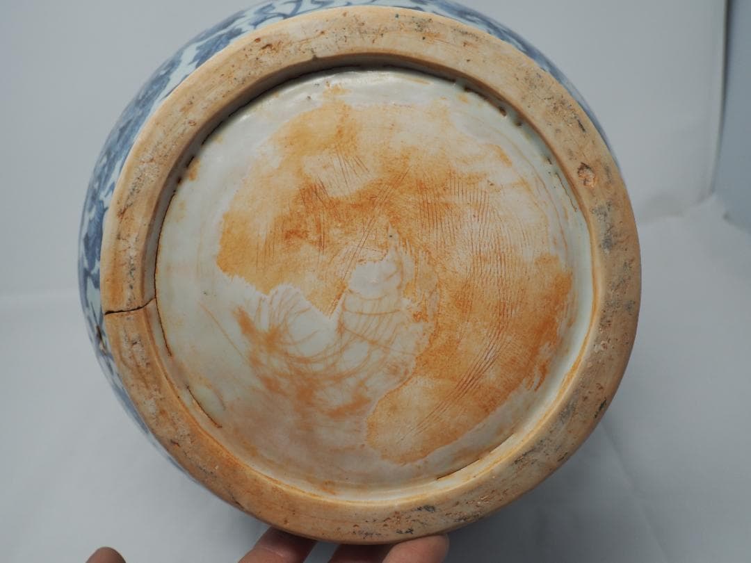 染付　花瓶　花柄　カケ　中国　-SO