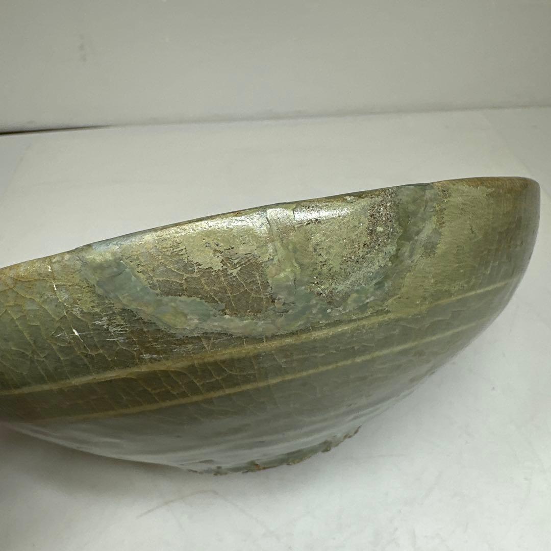 古代　高麗青磁　白泥象嵌鉢　幅約18.8㎝　東さ7-0414④