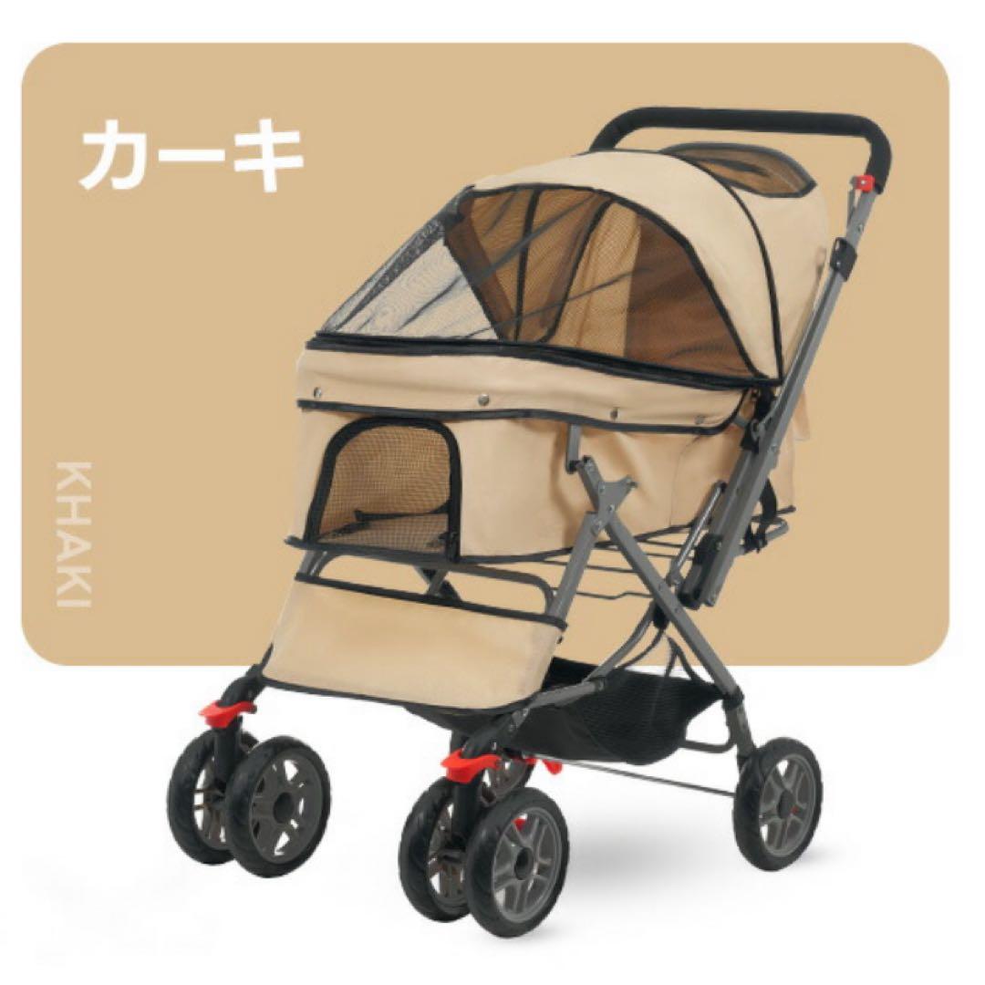ペットカート　ドッグカート　ペット用品　犬用品　4輪　カーキ