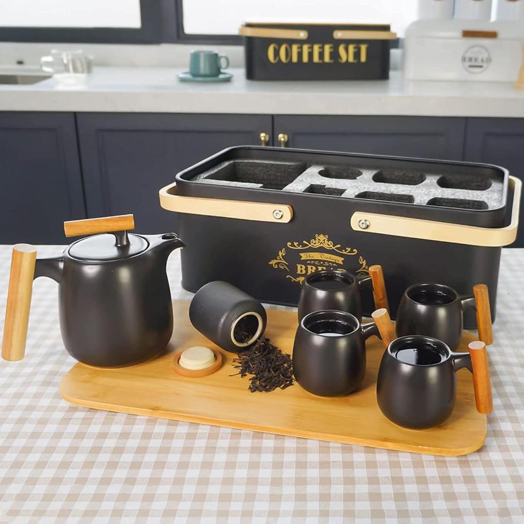 SOTECH ティーセットギフトアウトドア おしゃれ 携帯旅行茶器 木細工金属箱