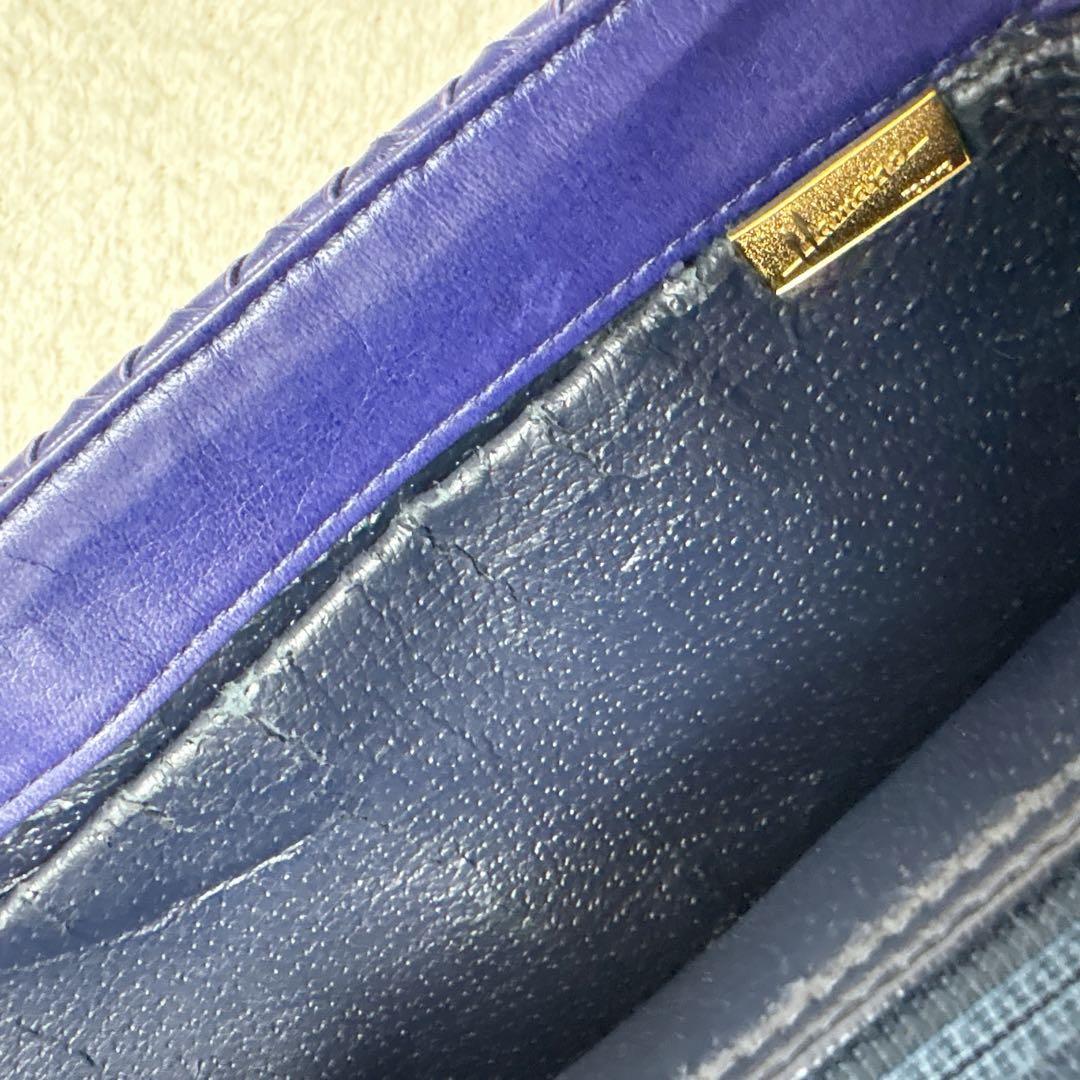 【希少✨】 ハマノ ロイヤルモデル イントレチャート ハンドバッグ レザー 青