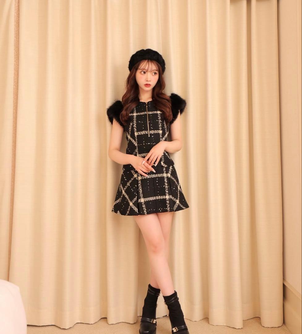 ワンピース Mmeeme Maison tweed mini onepiece