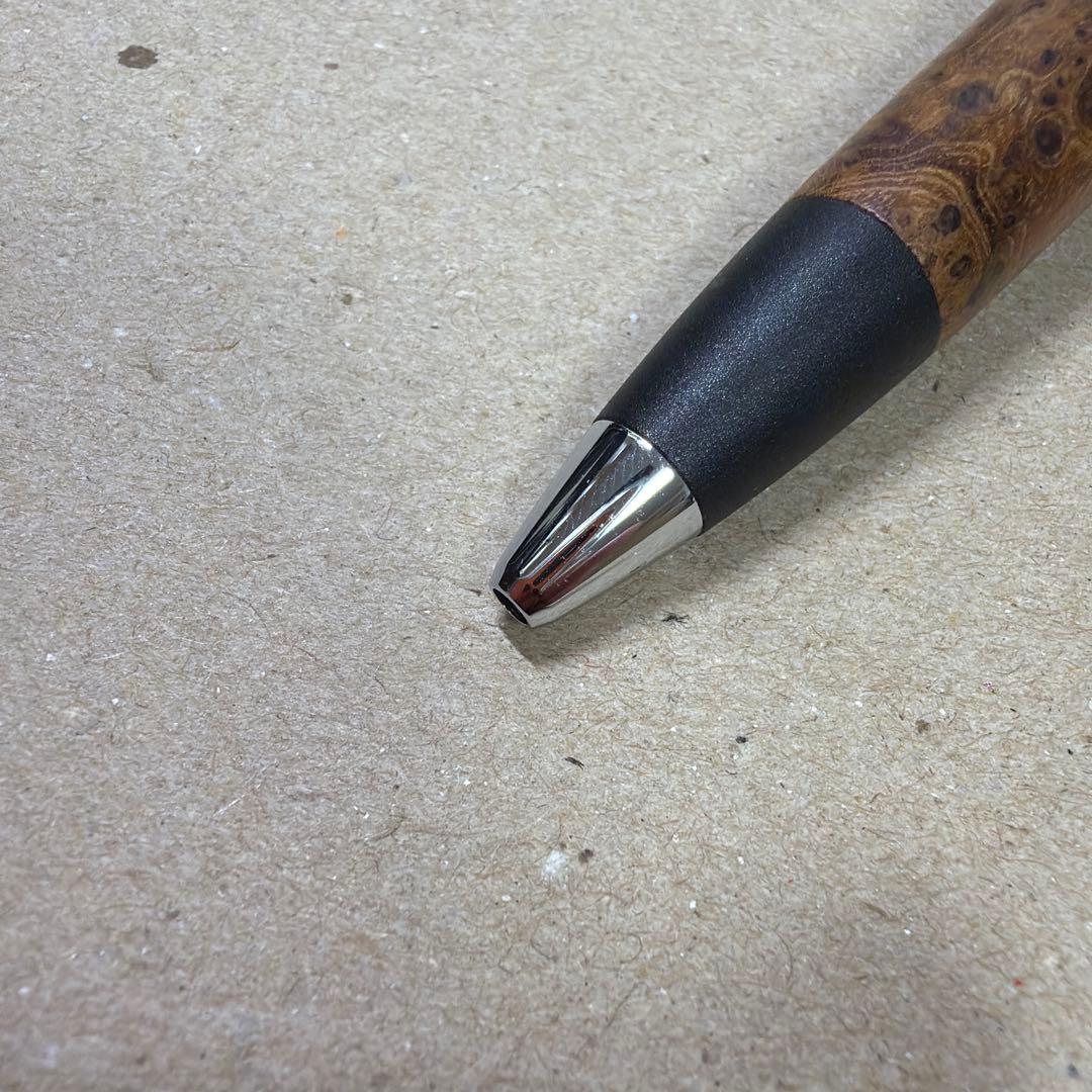 野原工芸 特上チーク瘤 ボールペン 太軸 油性 ノック式 シルバー金具