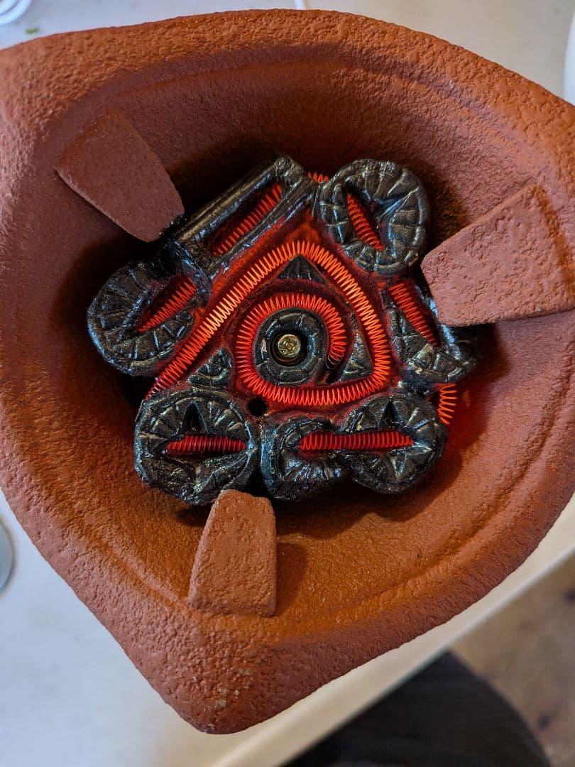 美品　朱泥 電気涼炉 煎茶風炉 電熱器 煎茶道具　茶道具　炭型 ヒーター