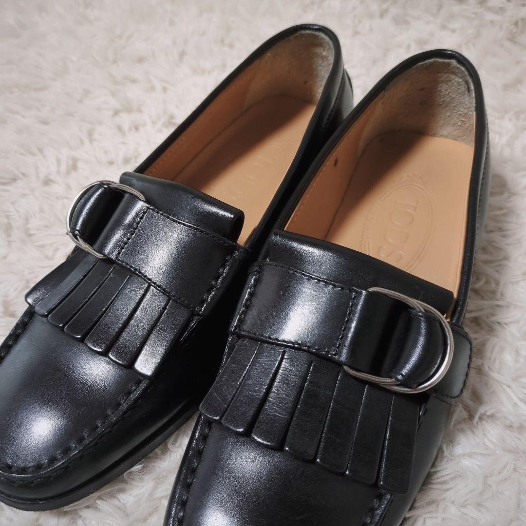 美品！TOD'S　レザービットローファー　24cm　ブラック