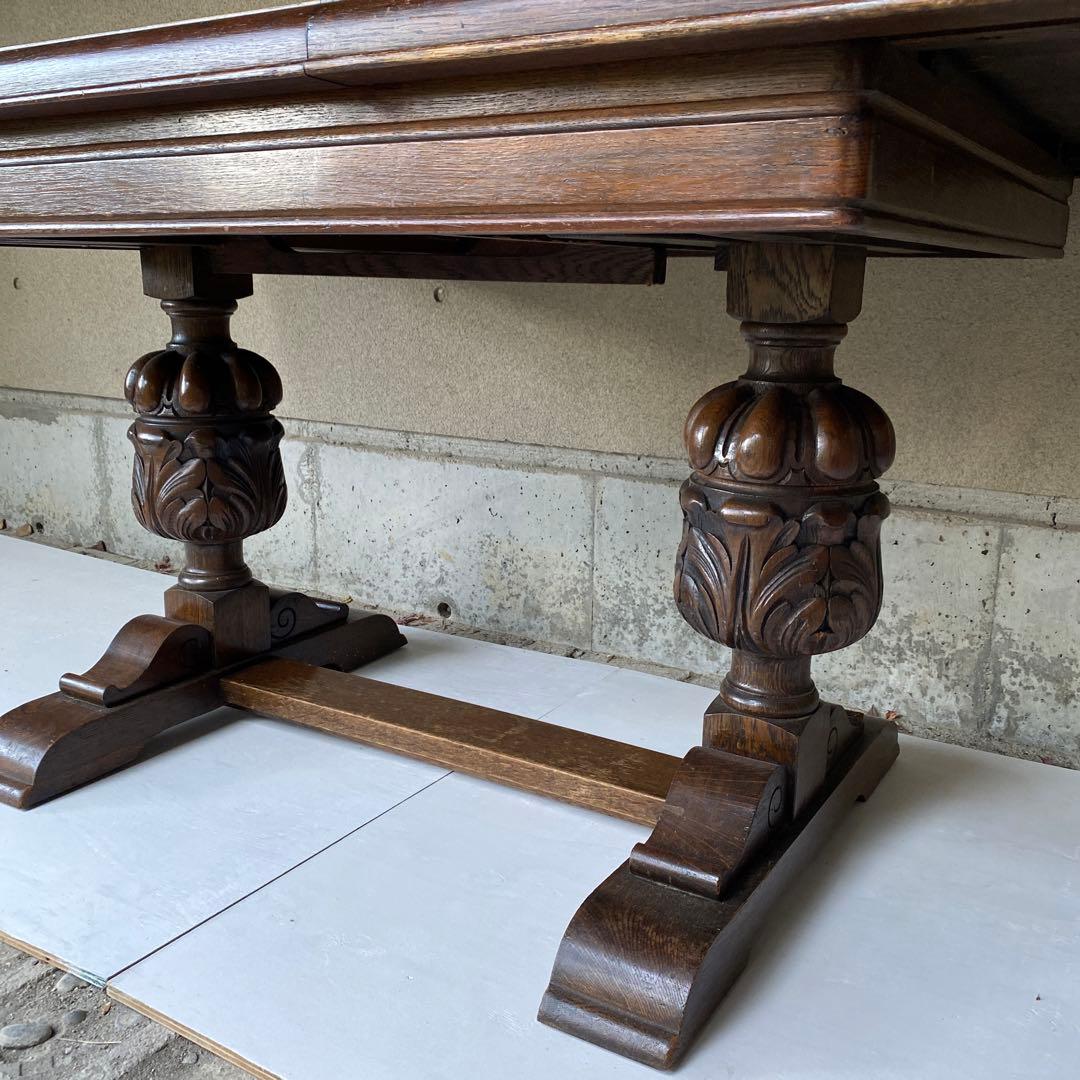 イギリス アンティーク エクステンション ダイニングテーブル 伸長式