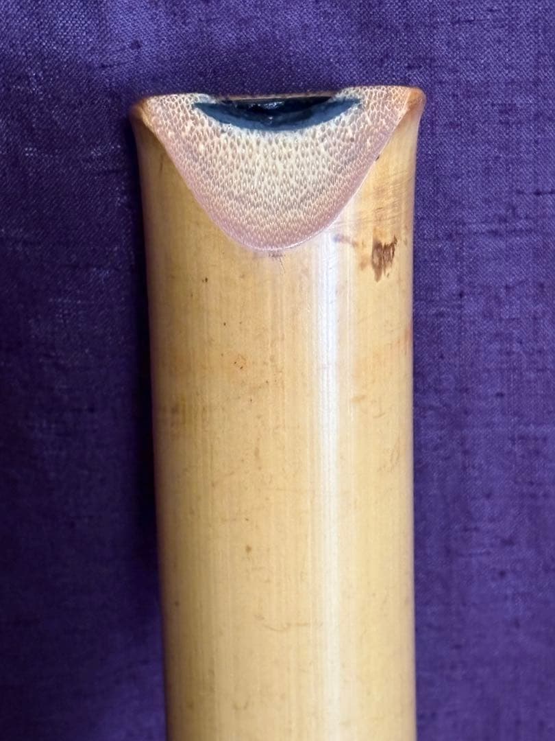 都山流尺八　在銘(2印)　長さー約58㎝　 重さー約430g　松下深水銘
