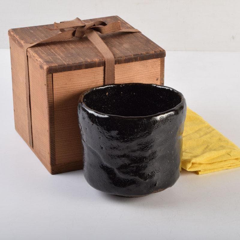 茶道具　加藤春ニ造　黒楽茶碗　遠州流　小堀宗明書付箱　C　8876