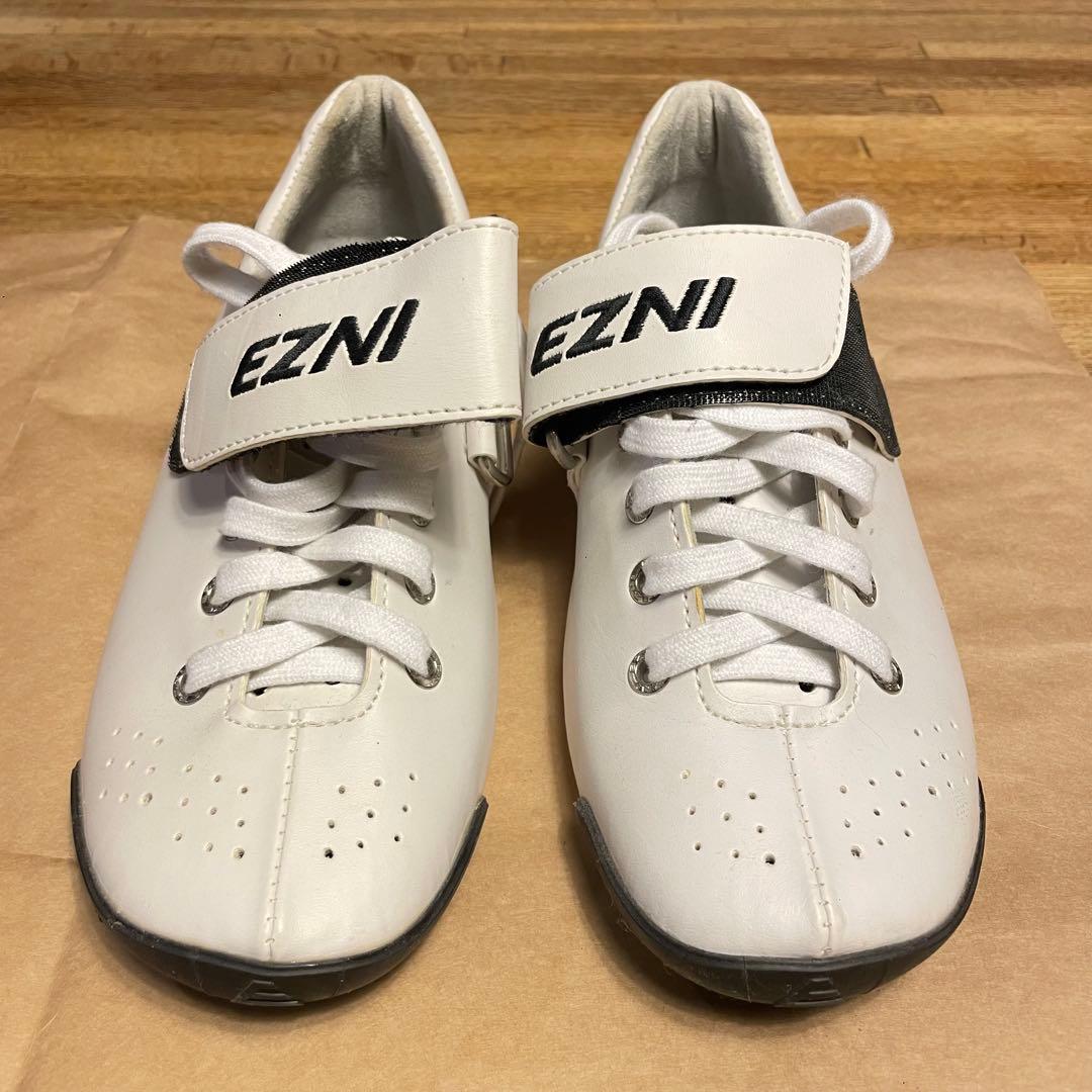 EZNI 自転車シューズ ホワイト ベルクロ　25.5 ハンドメイド　美品　競輪