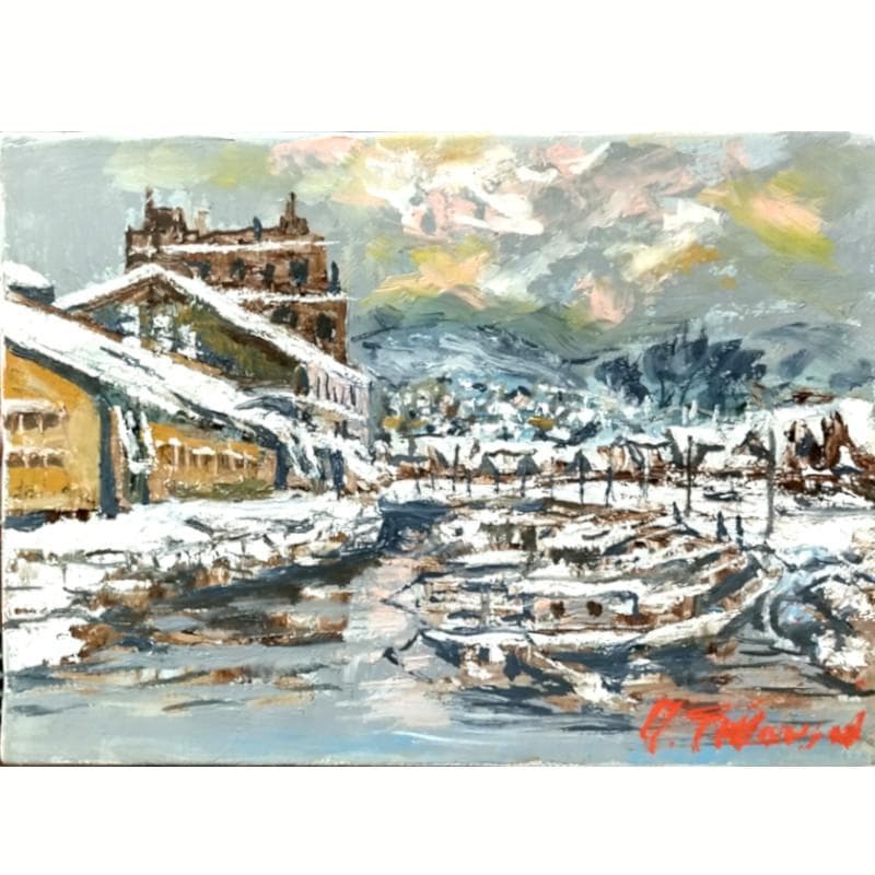 ☆ 高橋益之 ☆「 冬の小樽運河 」油絵 SMサイズ 新品！