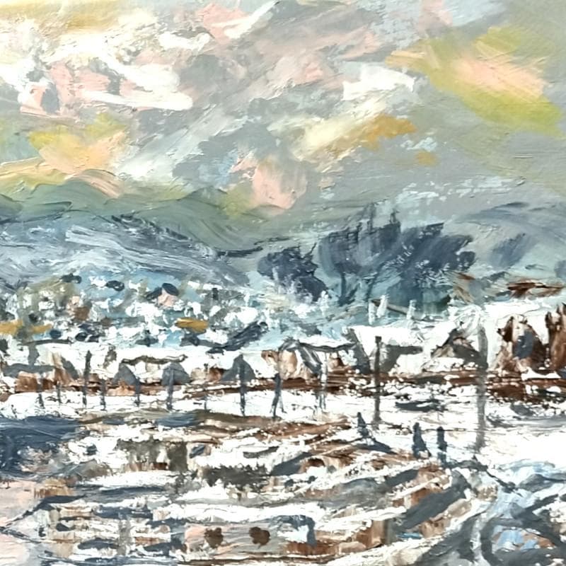 ☆ 高橋益之 ☆「 冬の小樽運河 」油絵 SMサイズ 新品！