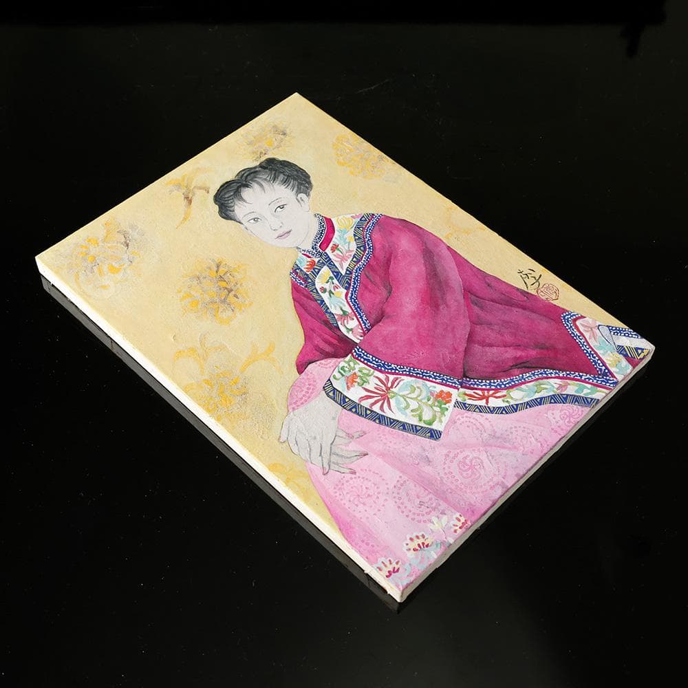 石坂恵子 油彩 直筆サイン 想い 女性の肖像画 日本画 共シール F4号 幻