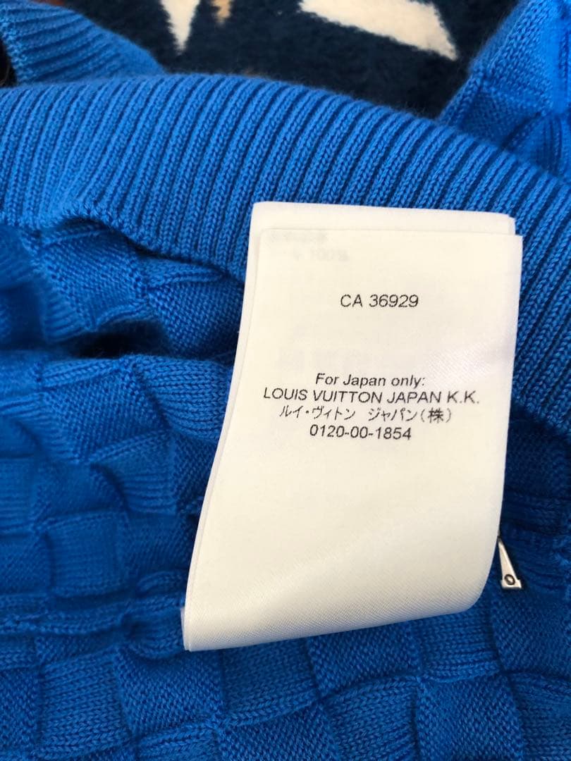 美品 ルイヴィトン ダミエ ニット セーター ブルー　青　HJN40W M