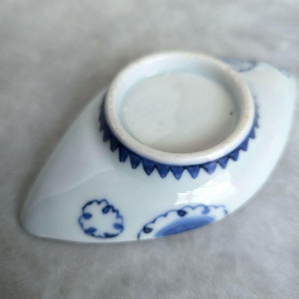 古伊万里　染付　豆皿　小皿　江戸　骨董　金直し　金継ぎ　藍柿　アンティーク