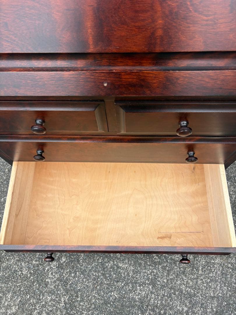 木製文机 ダークブラウン 4引き出し