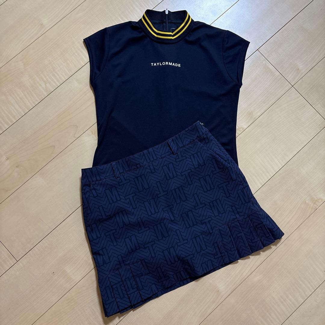 テーラーメイド　ゴルフ　ウエア　ポロシャツ プリーツスカート　2点　ネイビー系