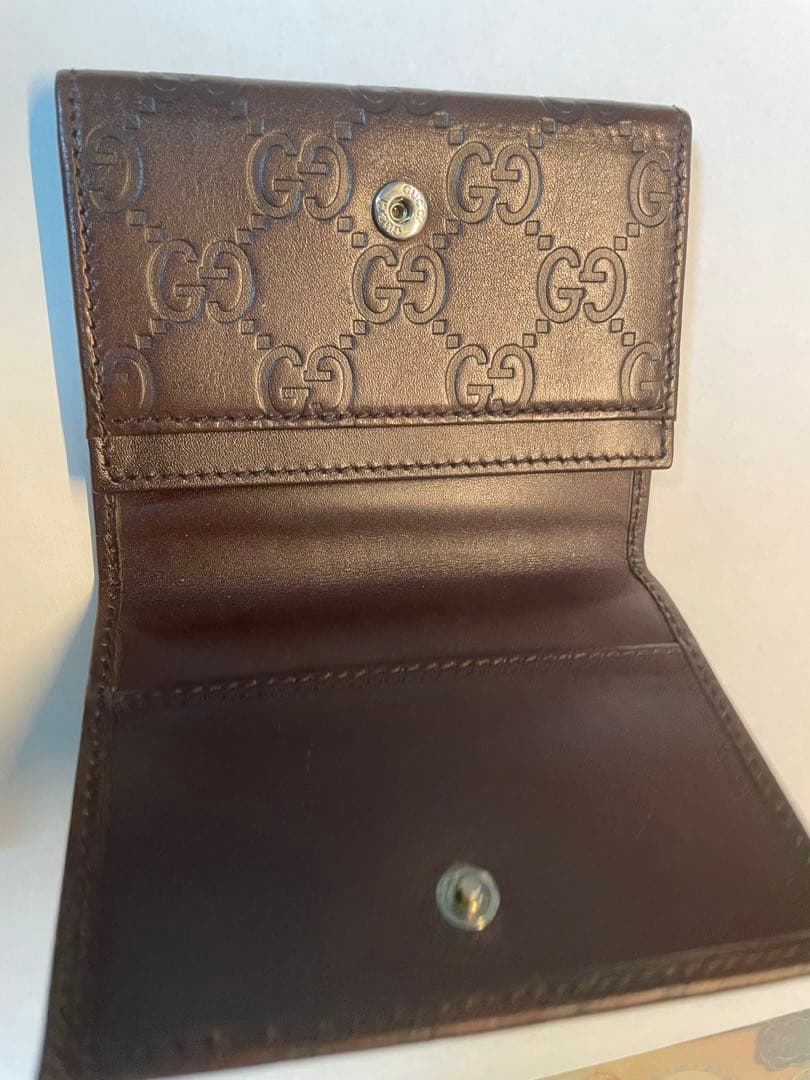 【美品】　GUCCI レザー カードケース GG柄　名刺入れ　ブラウン