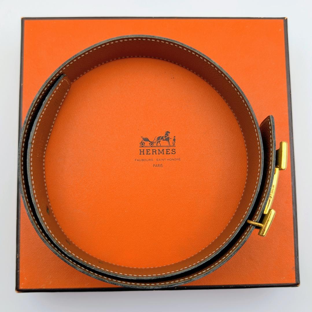 エルメス コンスタンス Hベルト ゴールド リバーシブル カーフ 65 ブラック