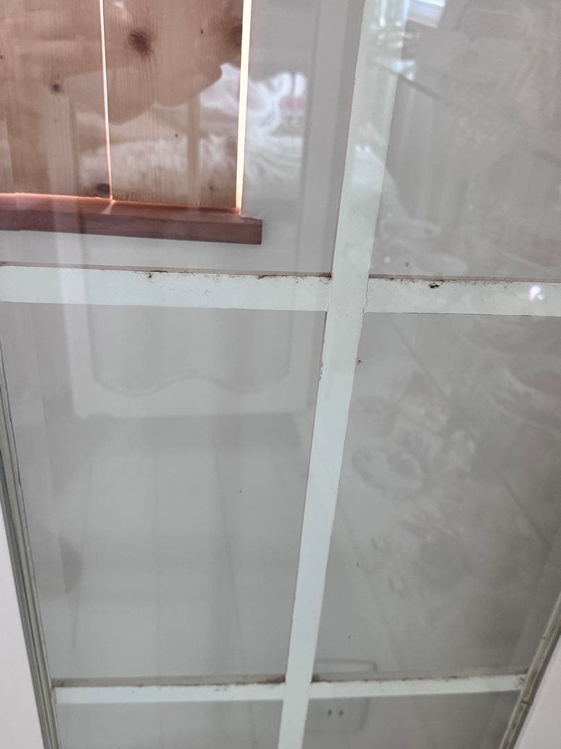 フローラ花柄ガラスキャビネット/ロココ調/お姫様白家具/クラック塗装