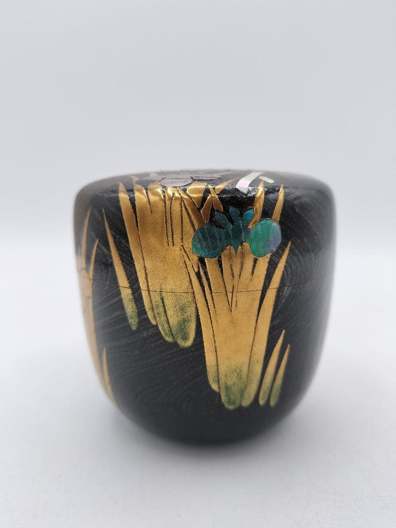 c857 大棗　八ツ橋蒔絵 堀之内宗完書付 加州 大井好雲斎造 木箱 茶道　古物