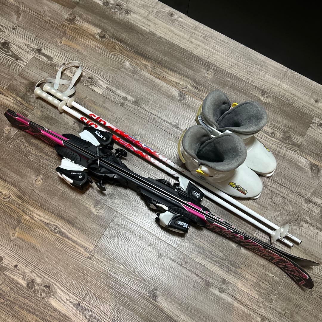 スキーセット　板100cm・ブーツ20cm・ストック90cm キッズ、ジュニア