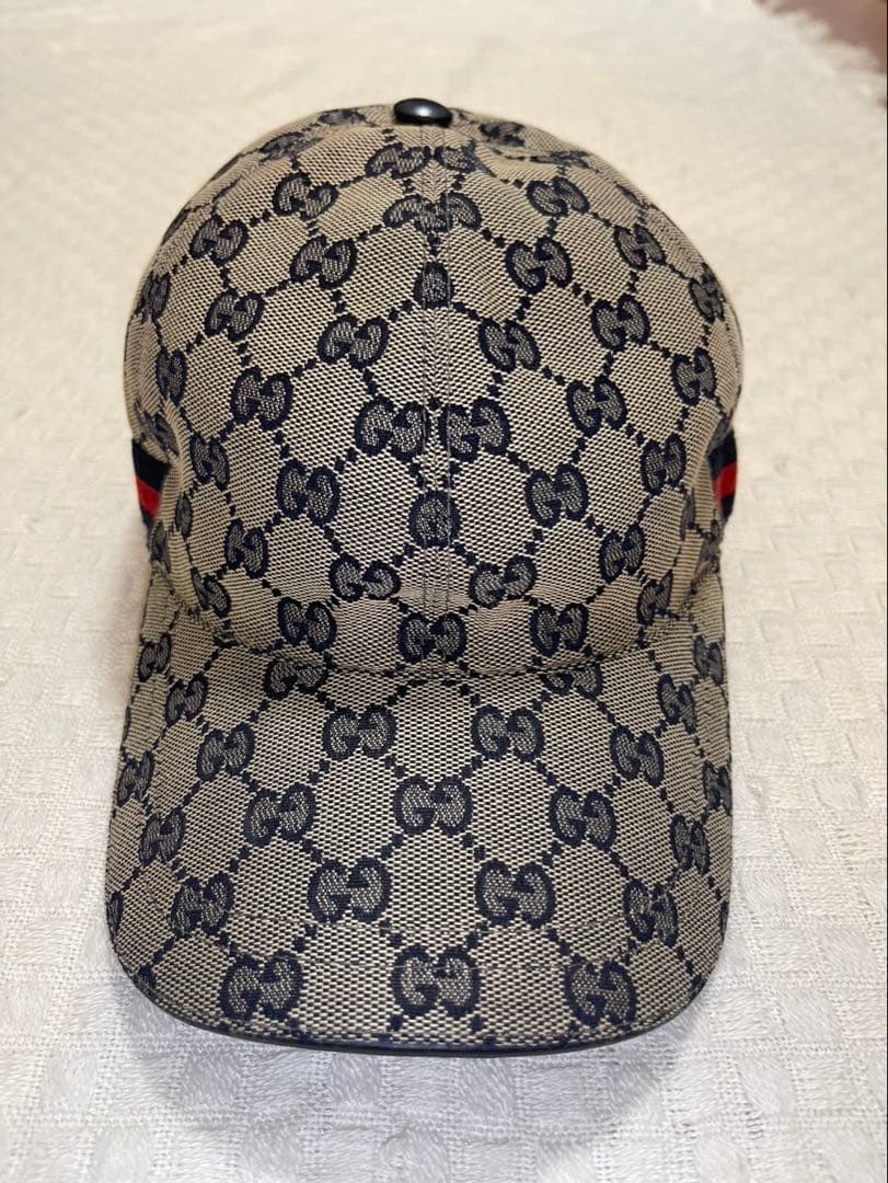 GUCCI GGパターンキャップ ベージュ/ネイビー