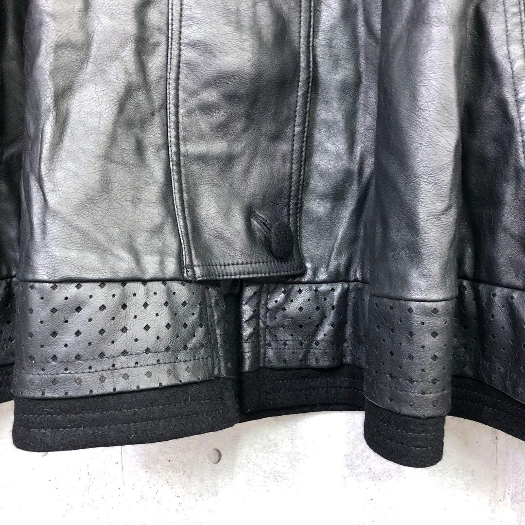 EIKO KONDO 花モチーフ フェイクレザー切替 ノースリーブワンピース