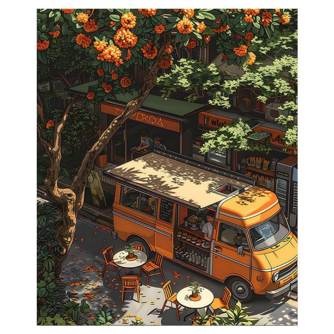 オレンジ色のカフェイラスト