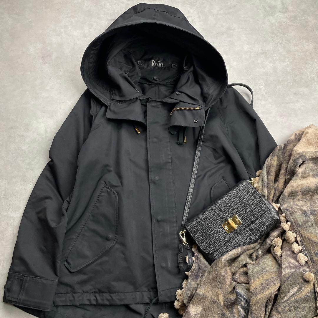 美品　THE RERACS ザリラクス　ショートモッズコート ブラック 　38