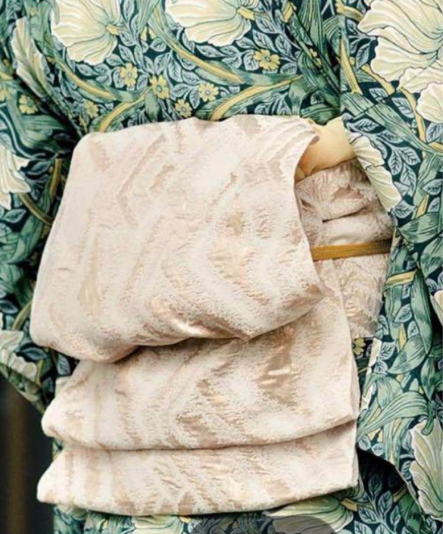 MIKI SAKURA モダン兵児帯 白ゴールド 幾何学模様