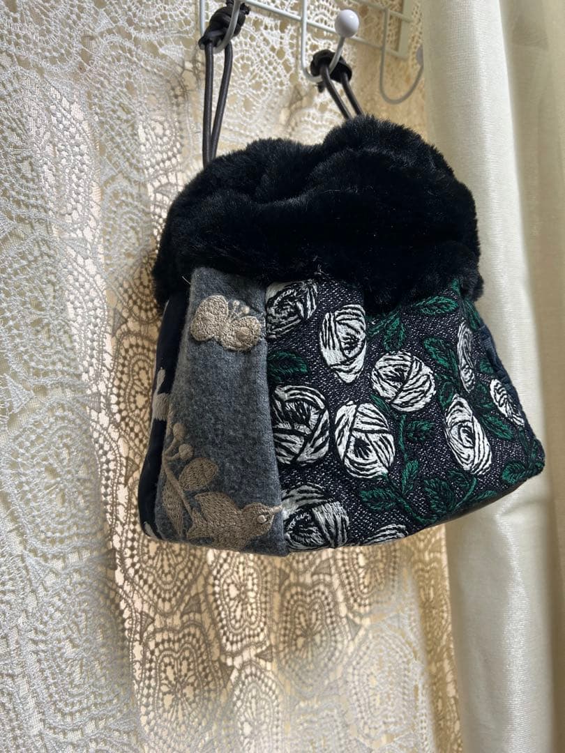 にゃんこ大好き ミナペルホネンハンドメイドブガッティ＆ファーバッグセット